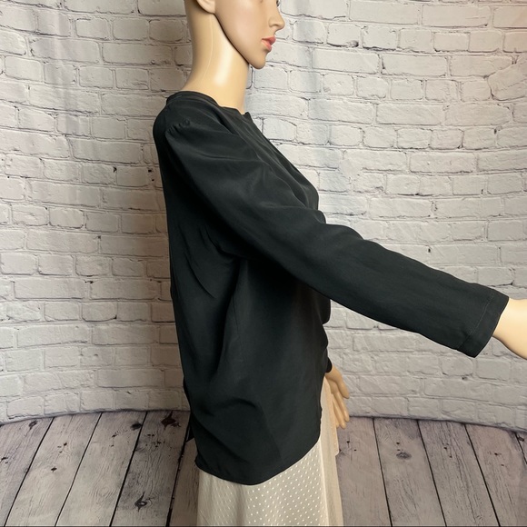 Joseph Ho Black Silk Back Buttons Blouse Size 8 - Picture 3 of 9